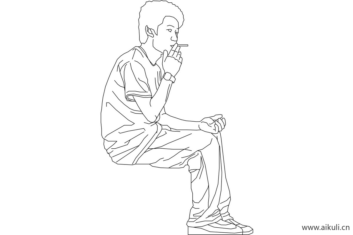 竞赛风P线稿人物坐姿蹲姿PS