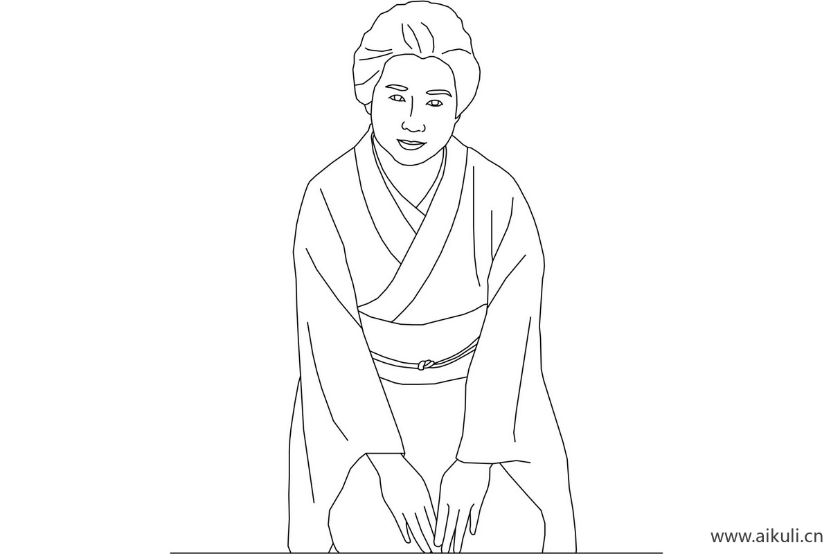 坐姿人物L线稿人物蹲姿PSD素材