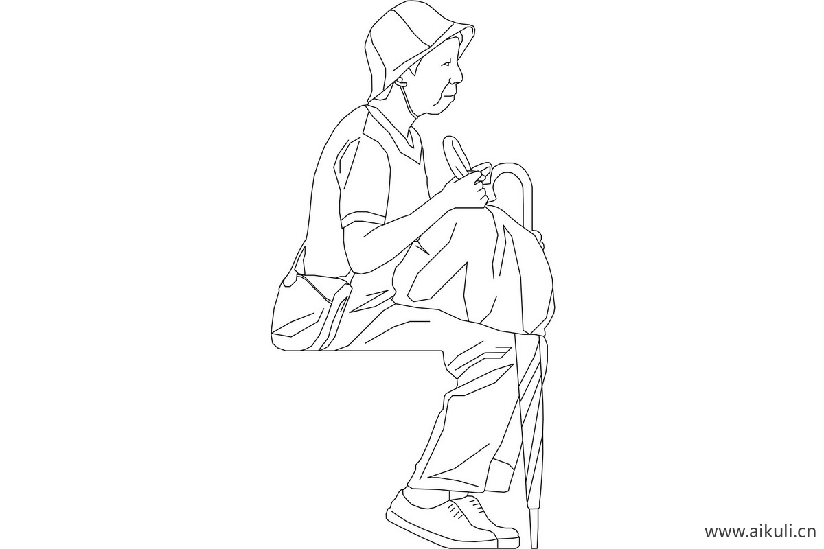 现代PSD素材X线稿人物坐姿蹲姿