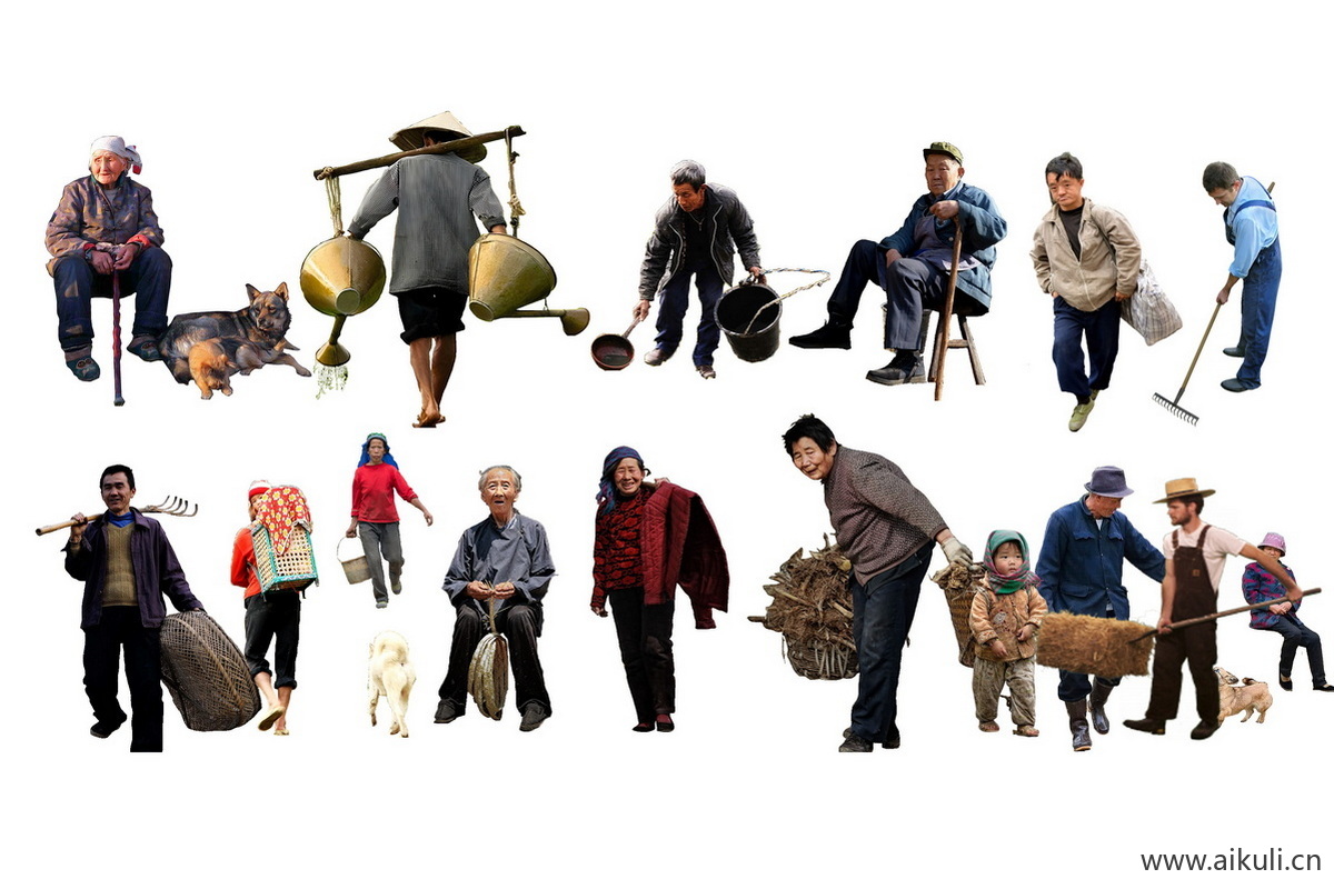 美丽乡村人物乡村农作农民人物ps素材