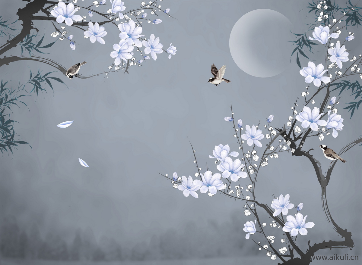 高清壁画贴图DK 鹤 荷 花鸟