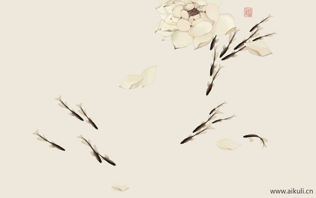 高清壁画贴图BD荷花 鱼