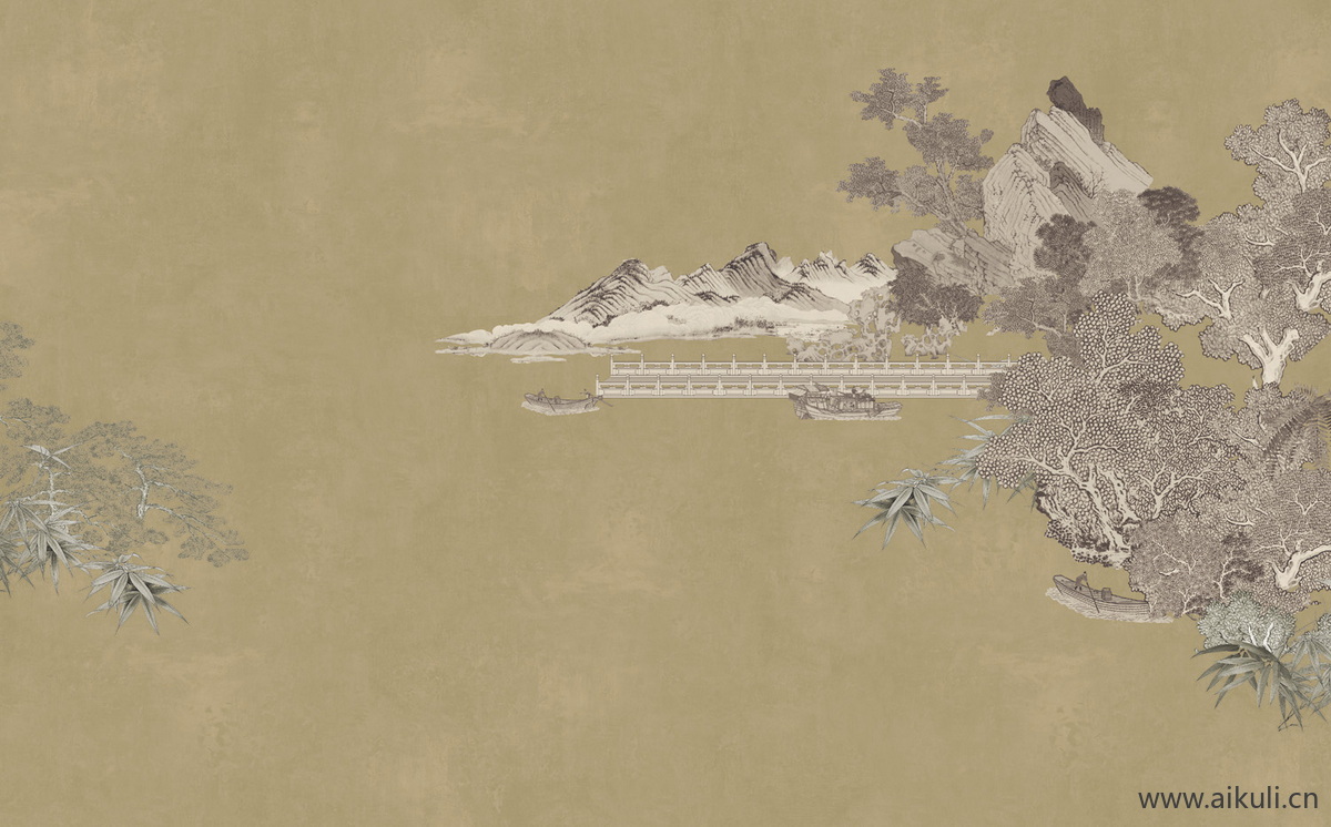 中式山水壁画L山景中国画