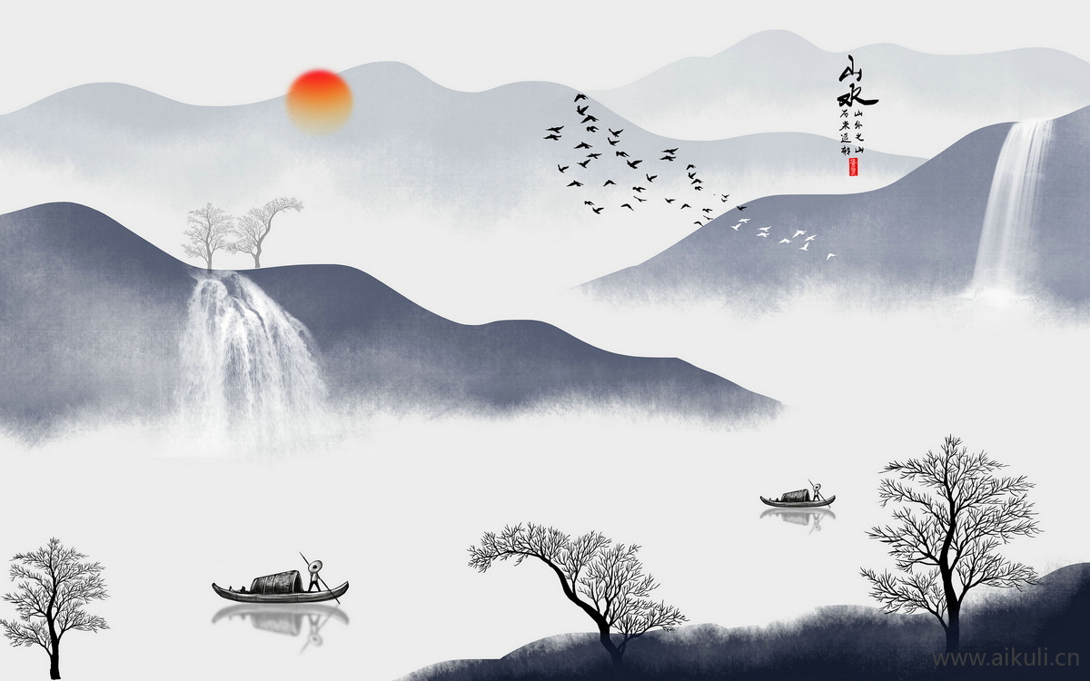 新中式GV水墨风 贴图 壁画