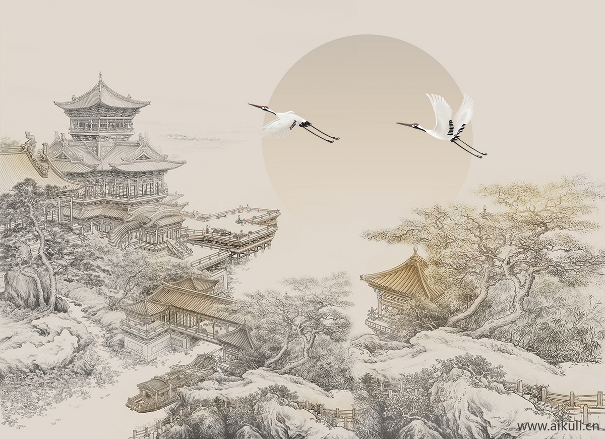 新中式O水墨风 贴图 壁画