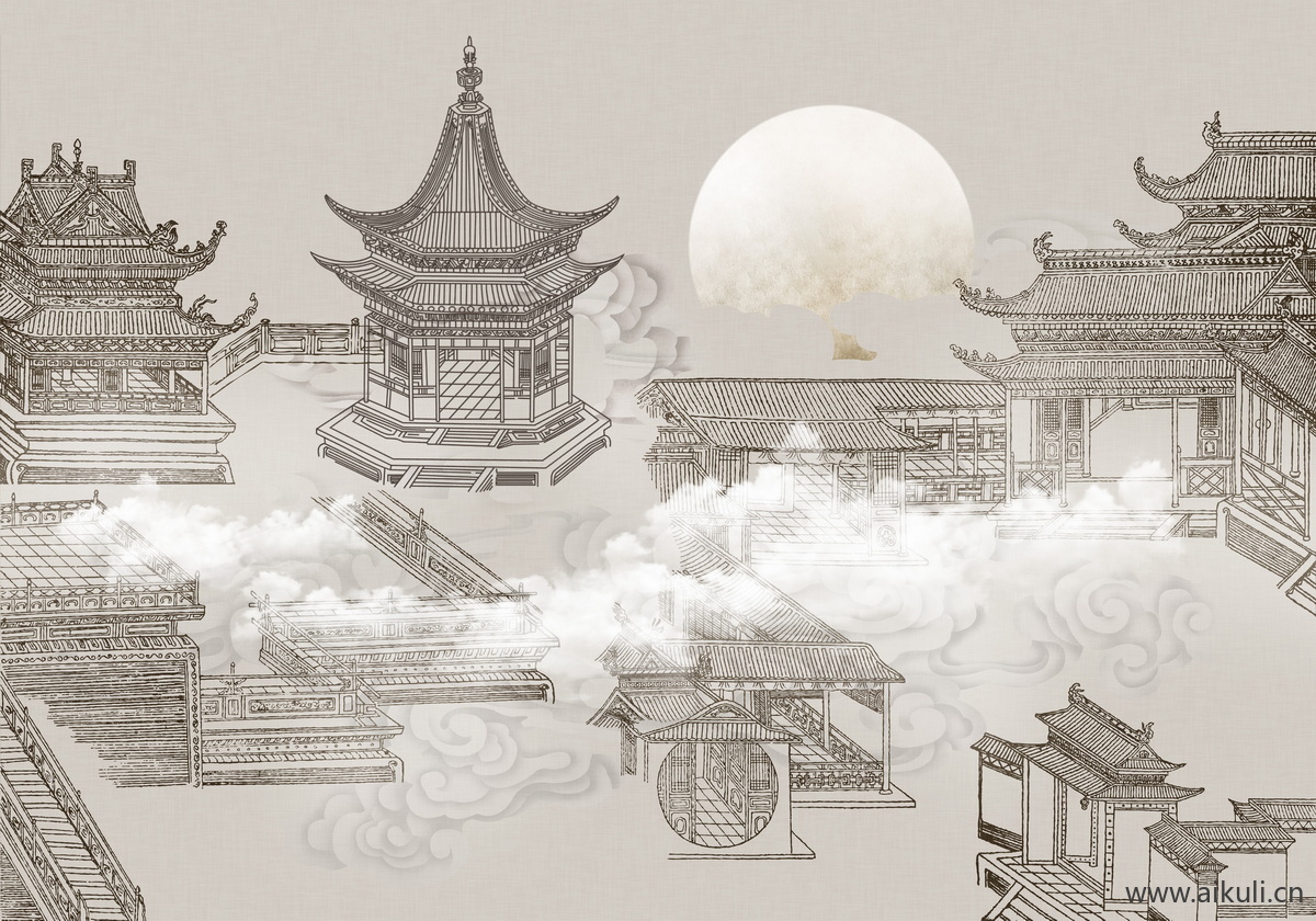 新中式P水墨风 贴图 壁画