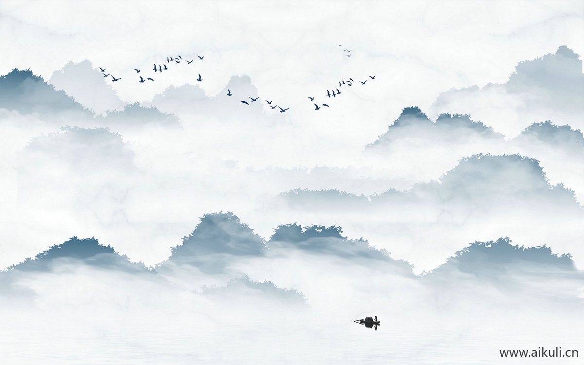 中式山水壁画M山水云