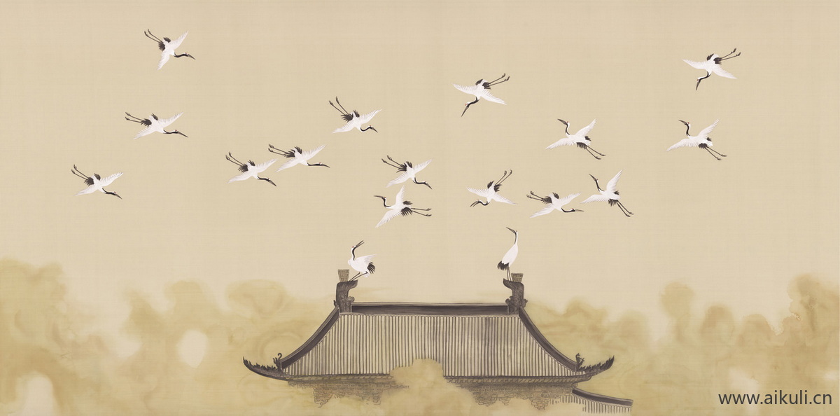 高清壁画贴图T云 鹤 鸟