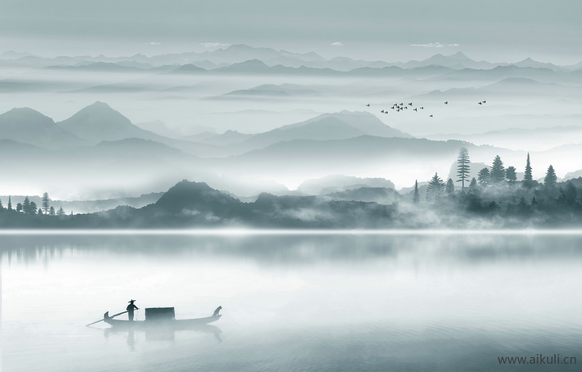 新中式背景墙装饰挂画壁纸画S贴图