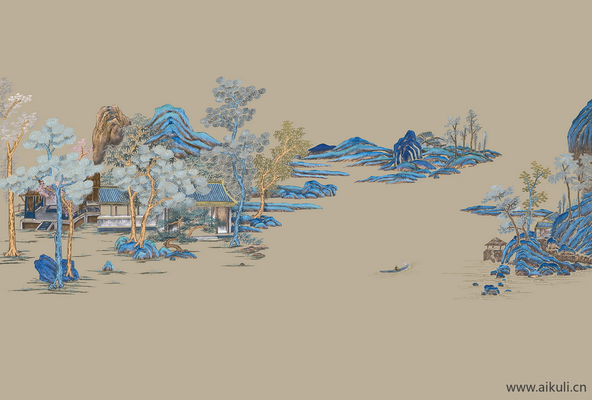 中式山水壁画BF山景中国画