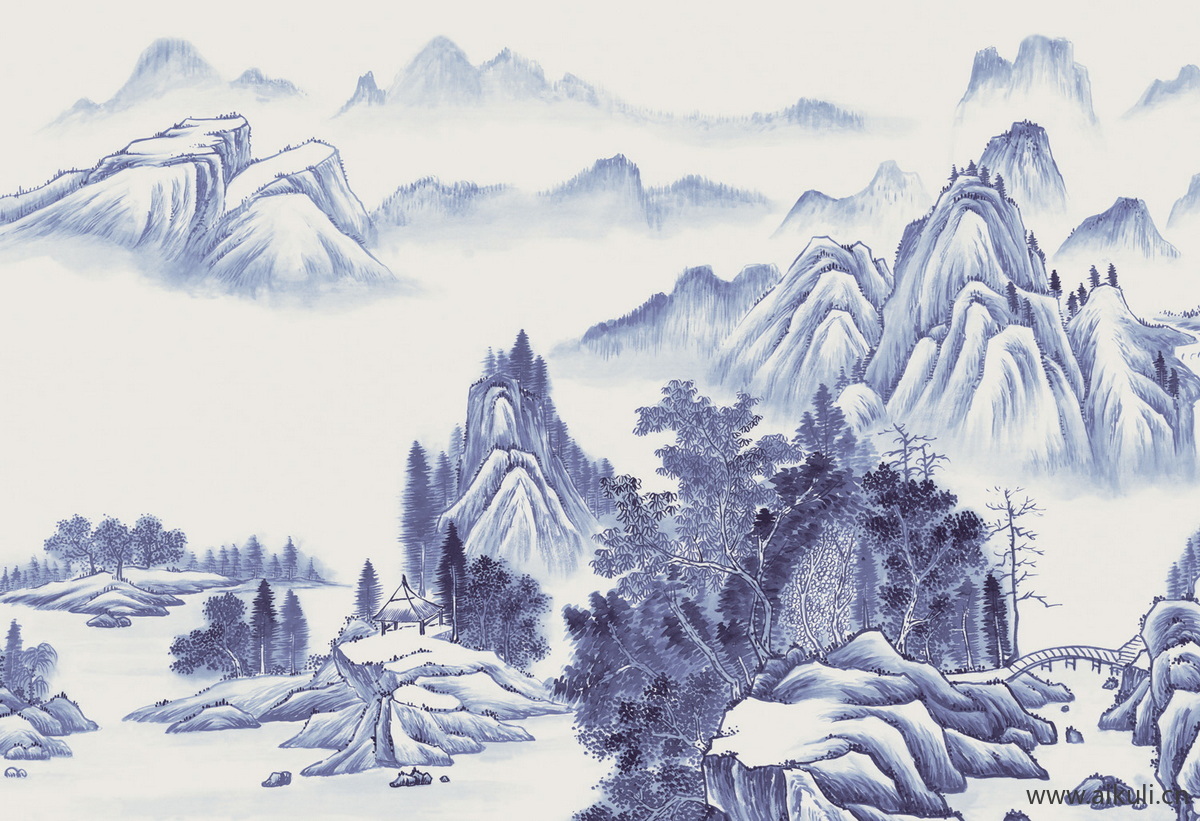 新中式BZ水墨风 贴图 壁画