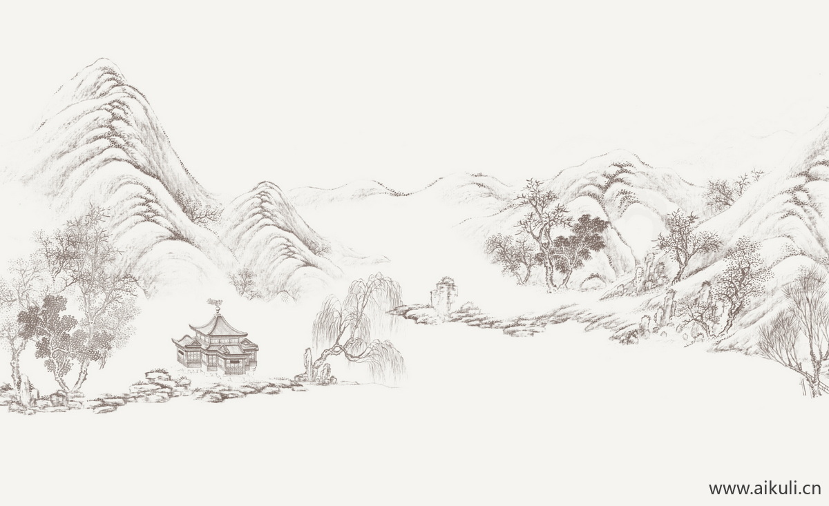 新中式背景墙装饰挂画壁纸画BC贴图