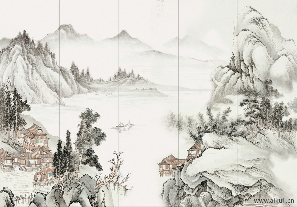 新中式CO水墨风 贴图 壁画