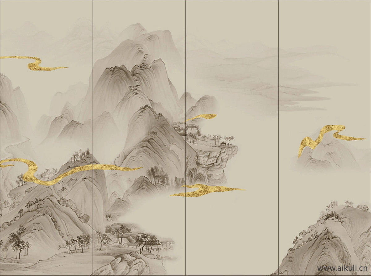 新中式山水壁画