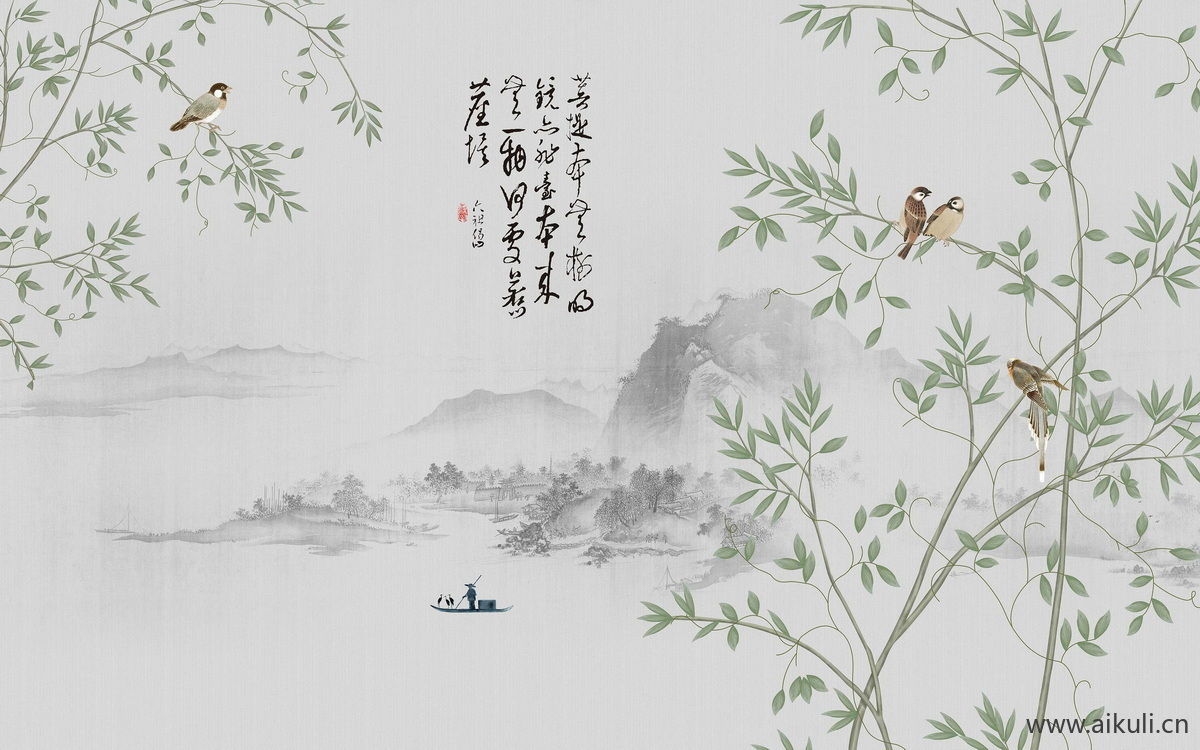 中式B山水壁画