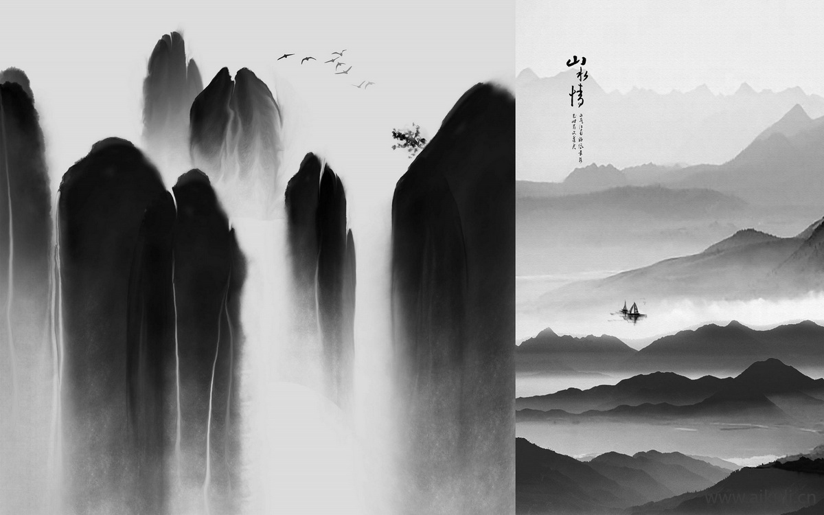 新中式GO水墨风 贴图 壁画