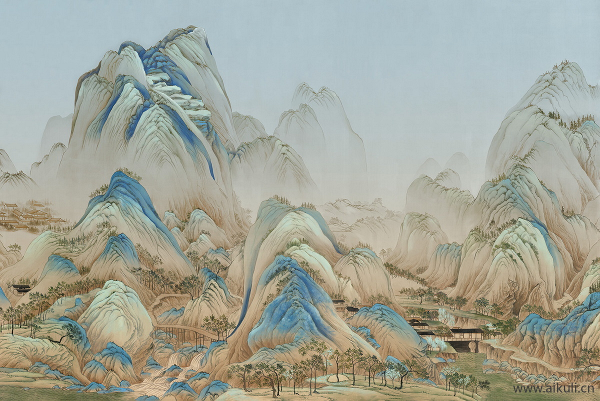 中式山水壁画BH屏风