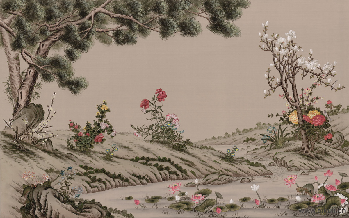 中式壁画HJ素雅贴图