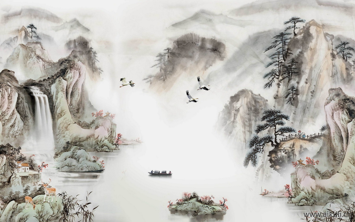 新中式FZ水墨风 贴图 壁画