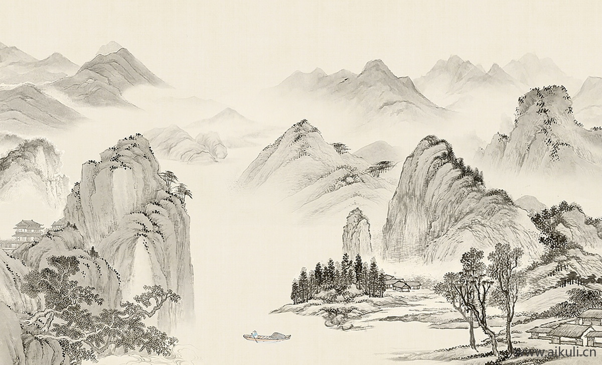 新中式水墨山水画