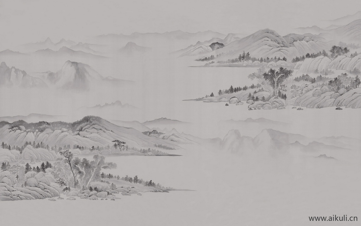 中式山水壁画BB山景中国画