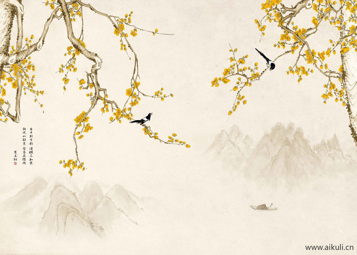 高清壁画贴图DH 鹤 荷 花鸟