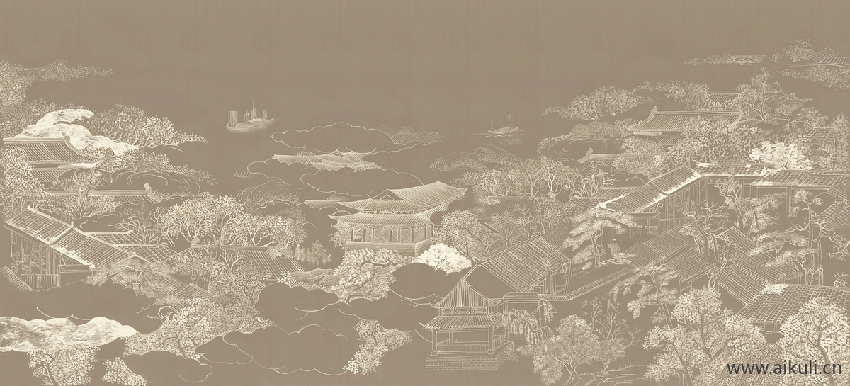 中式山水壁画BL屏风