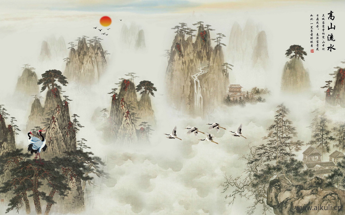 中式山水壁画 贴图 (13)