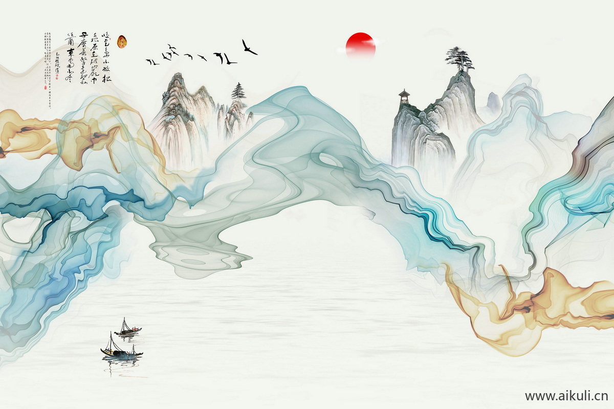 新中式IO水墨风 贴图 壁画
