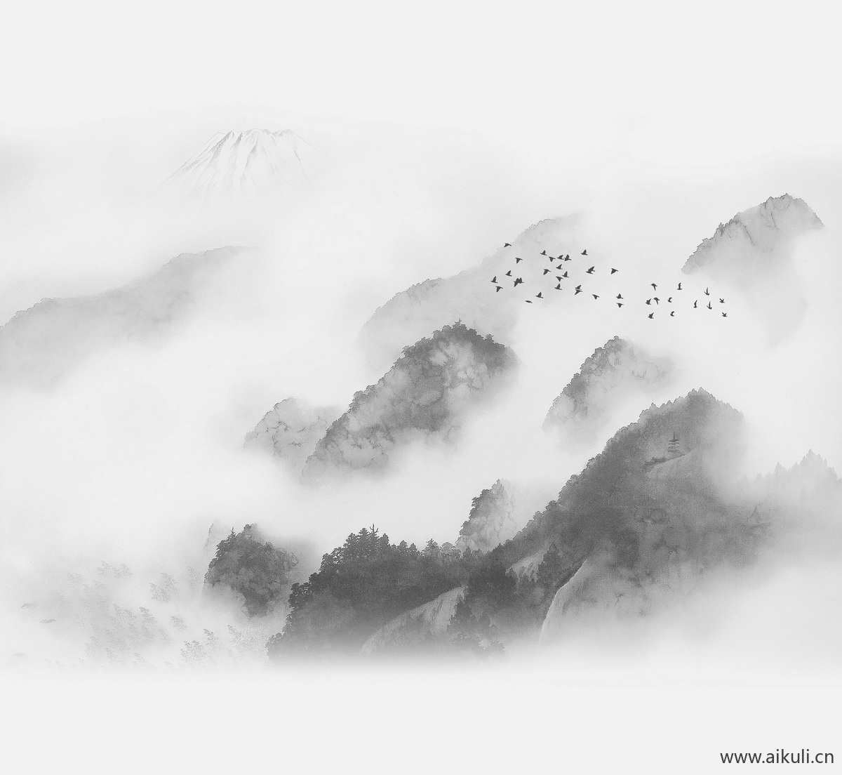 新中式H山水壁画