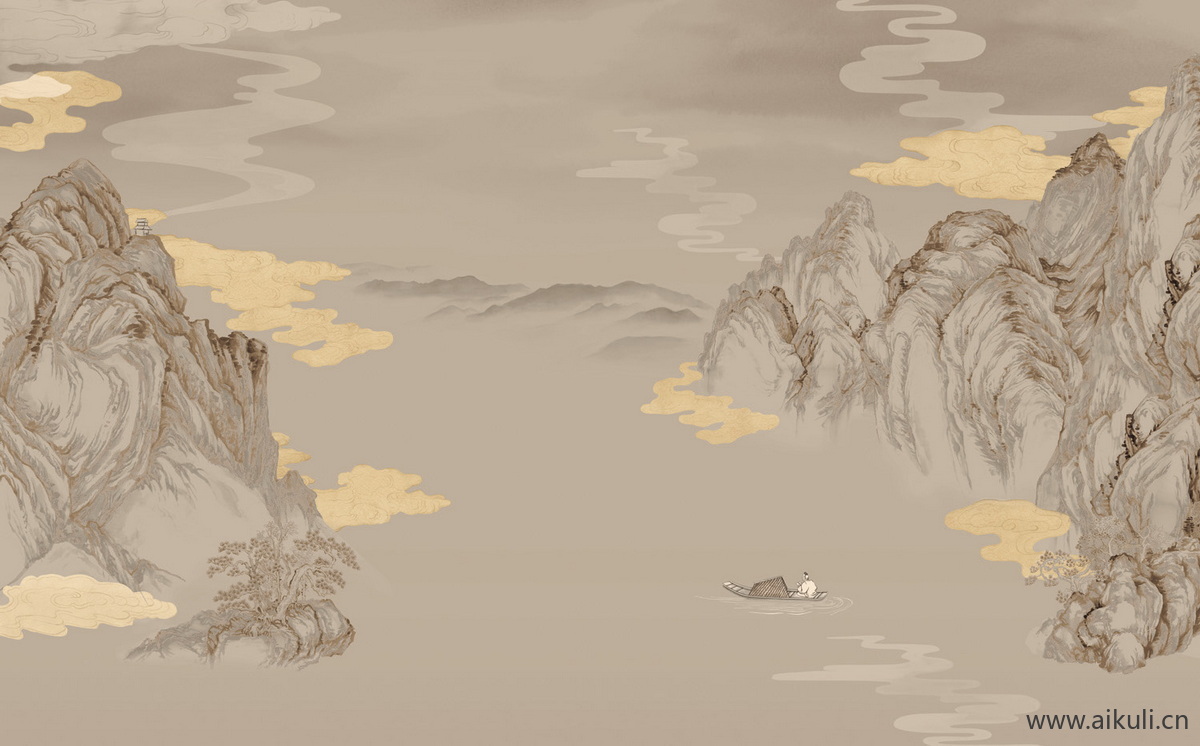 中式山水壁画R山景中国画