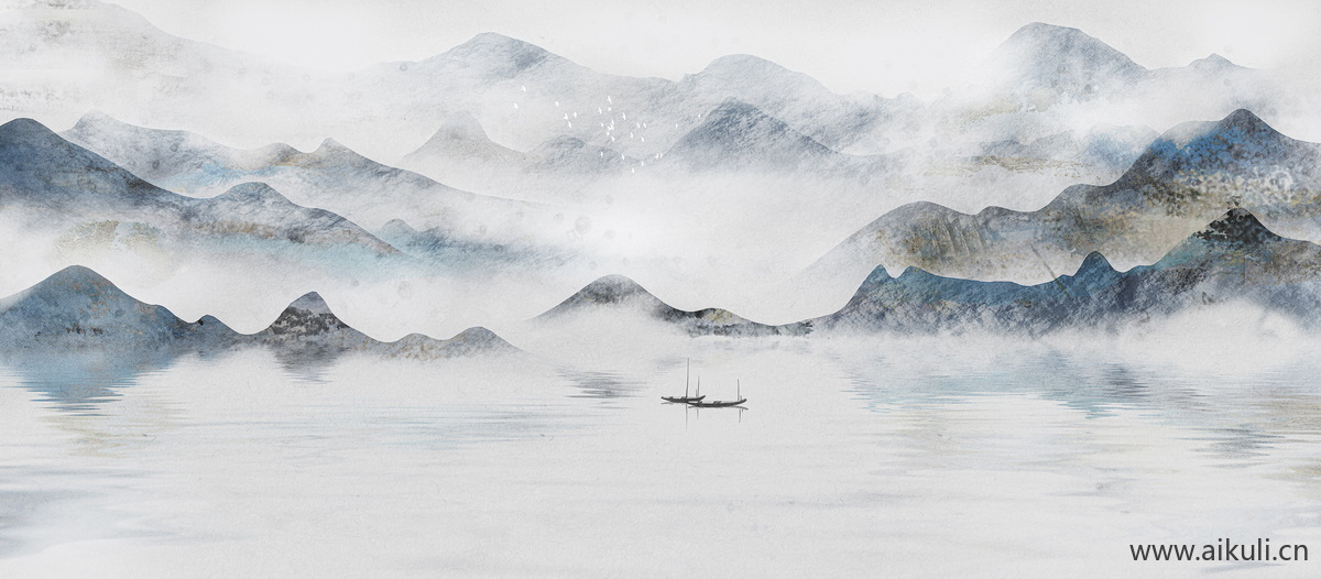 新中式背景墙装饰挂画壁纸画BA贴图