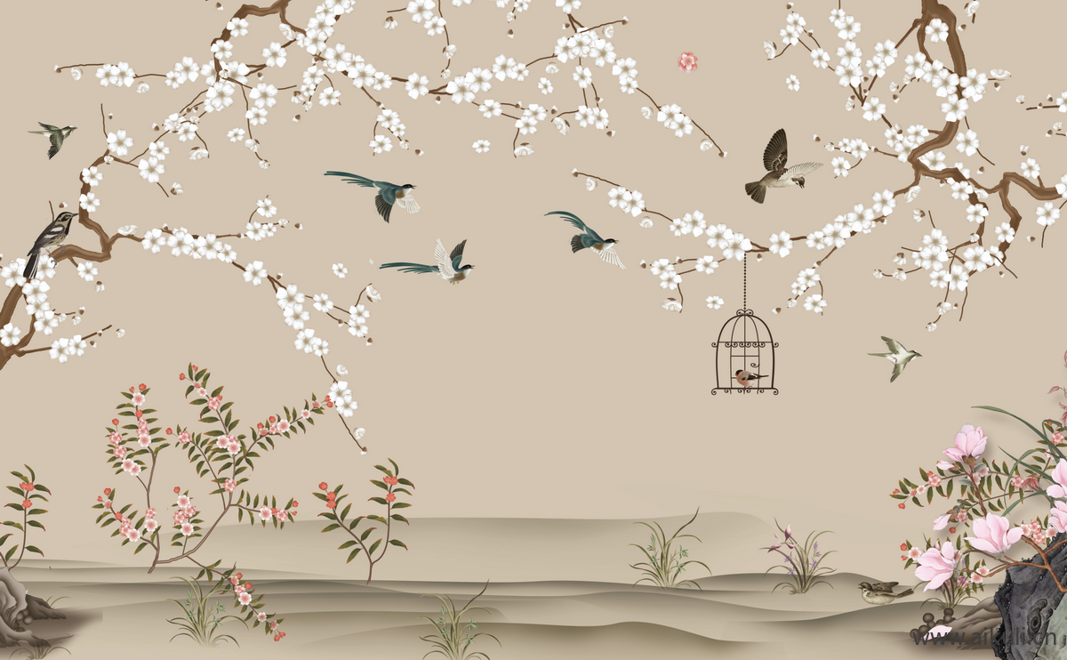 高清手绘花鸟贴图