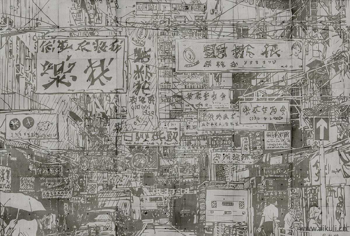 复古手绘街景贴图