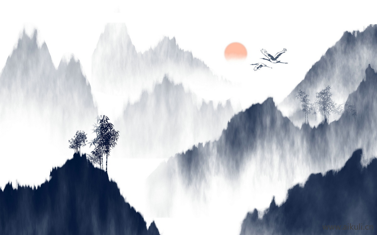 中式山水壁画 贴图 (7)