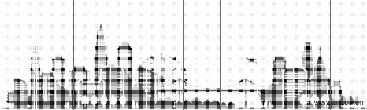 城市剪影M城市景观概念建设轮廓
