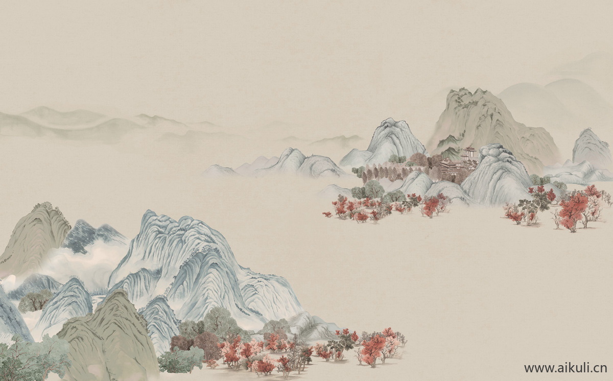 中式山水壁画M山景中国画