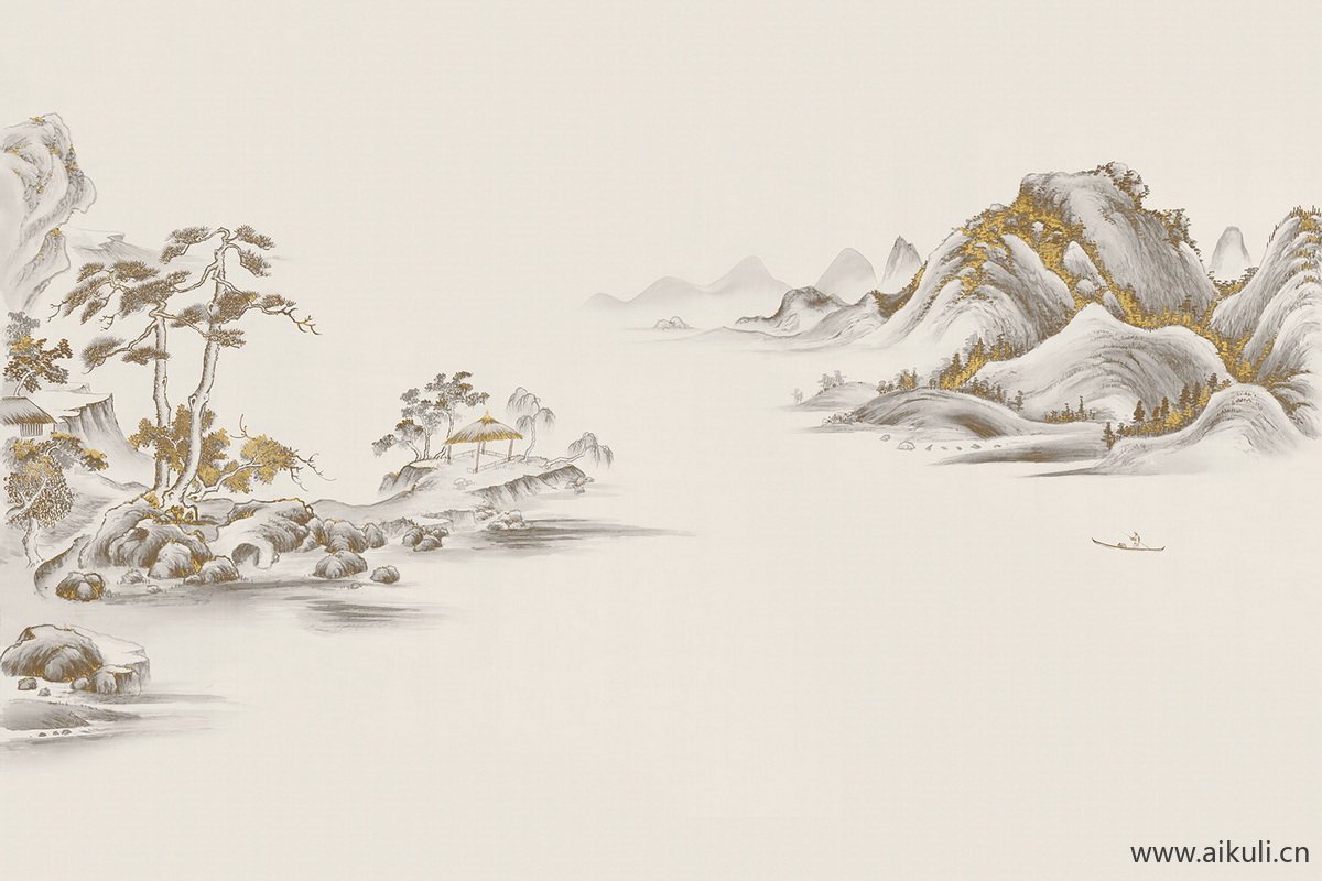 中式山水壁画D山景中国画