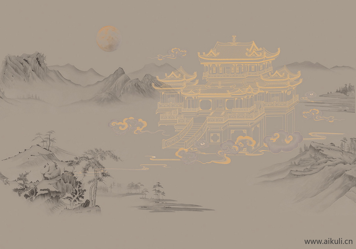 新中式EL水墨风 贴图 壁画