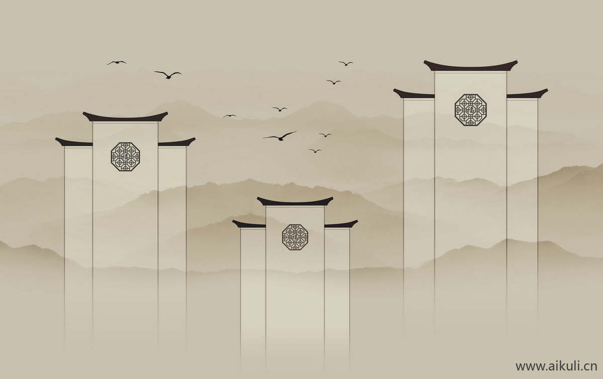 新中式L山水壁画