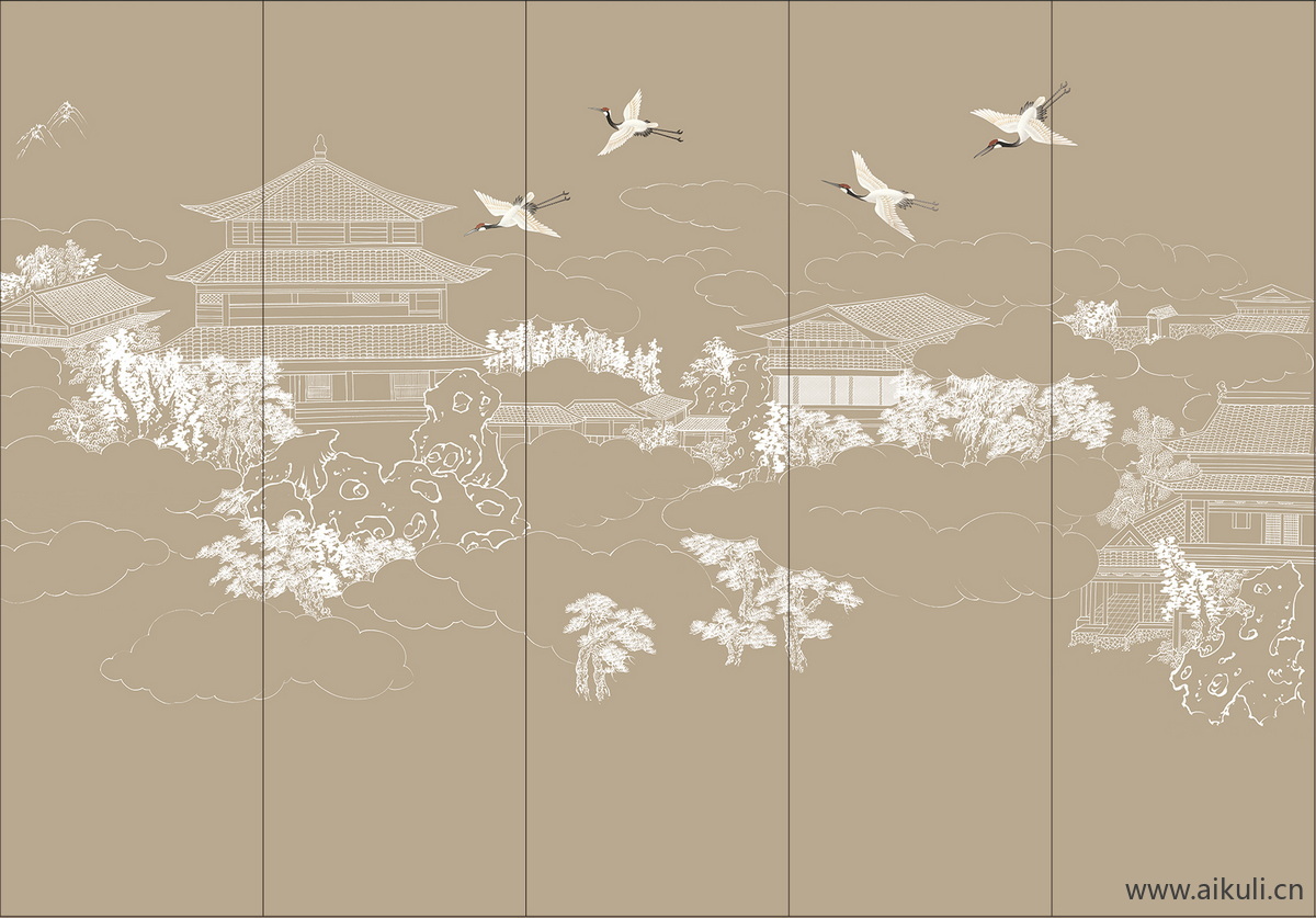 高清壁画贴图J云 鹤 鸟