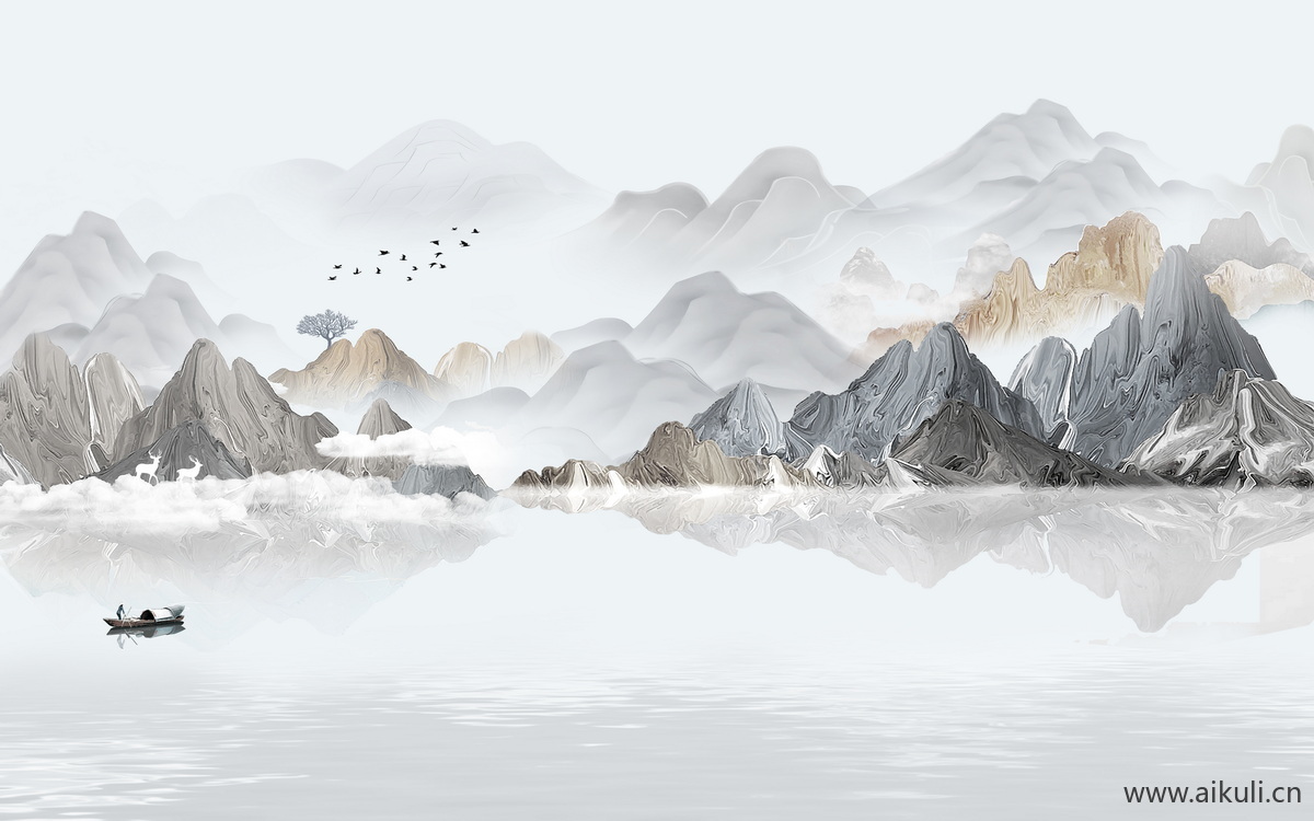 新中式BM水墨风 贴图 壁画