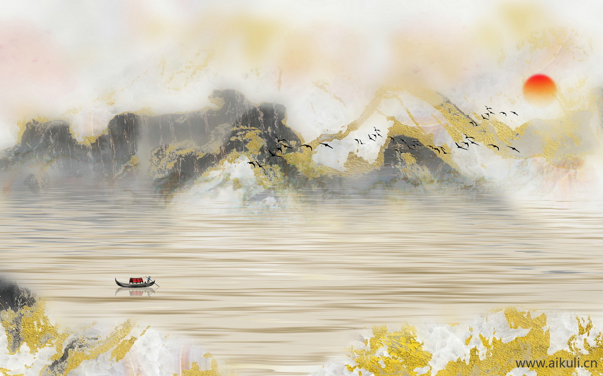 中式山水壁画BL山景中国画