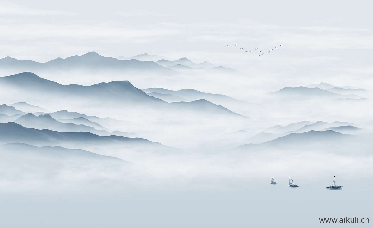 新中式背景墙装饰挂画壁纸画W贴图