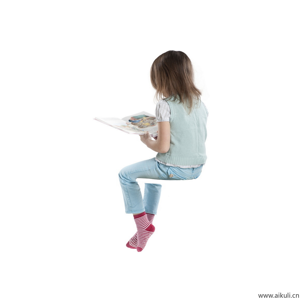白衣服小女孩H人物系列动作PNG素材