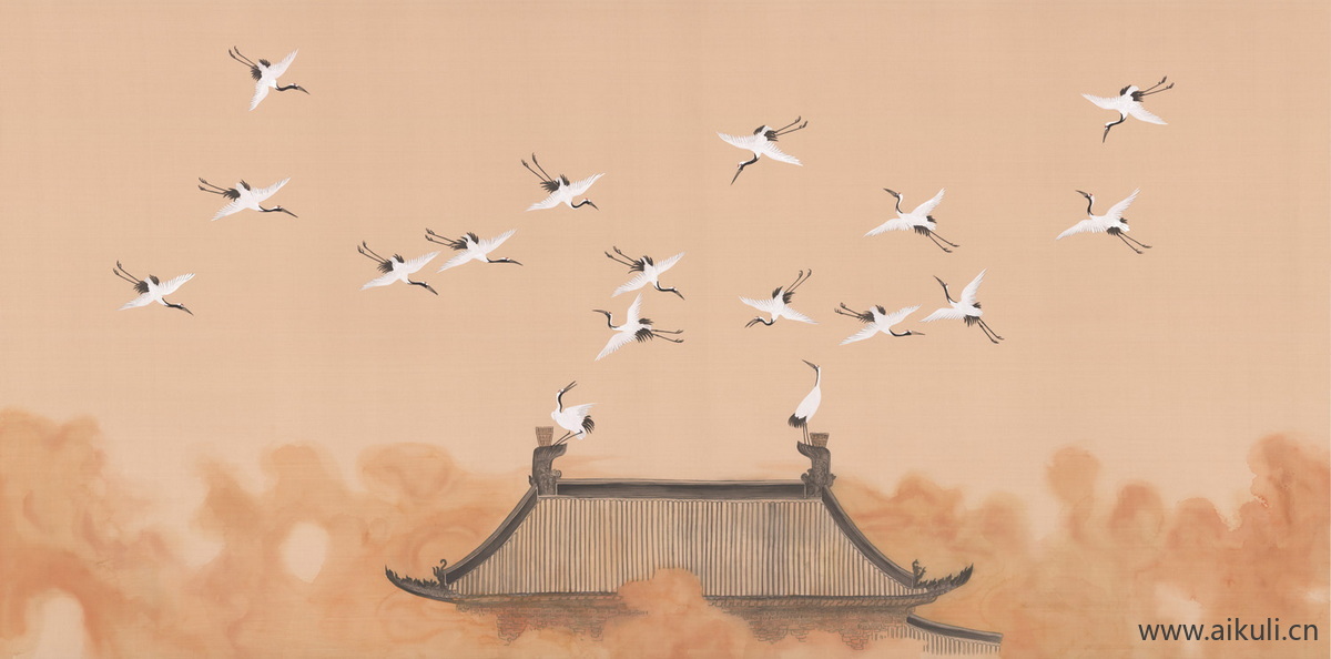 高清壁画贴图S云 鹤 鸟