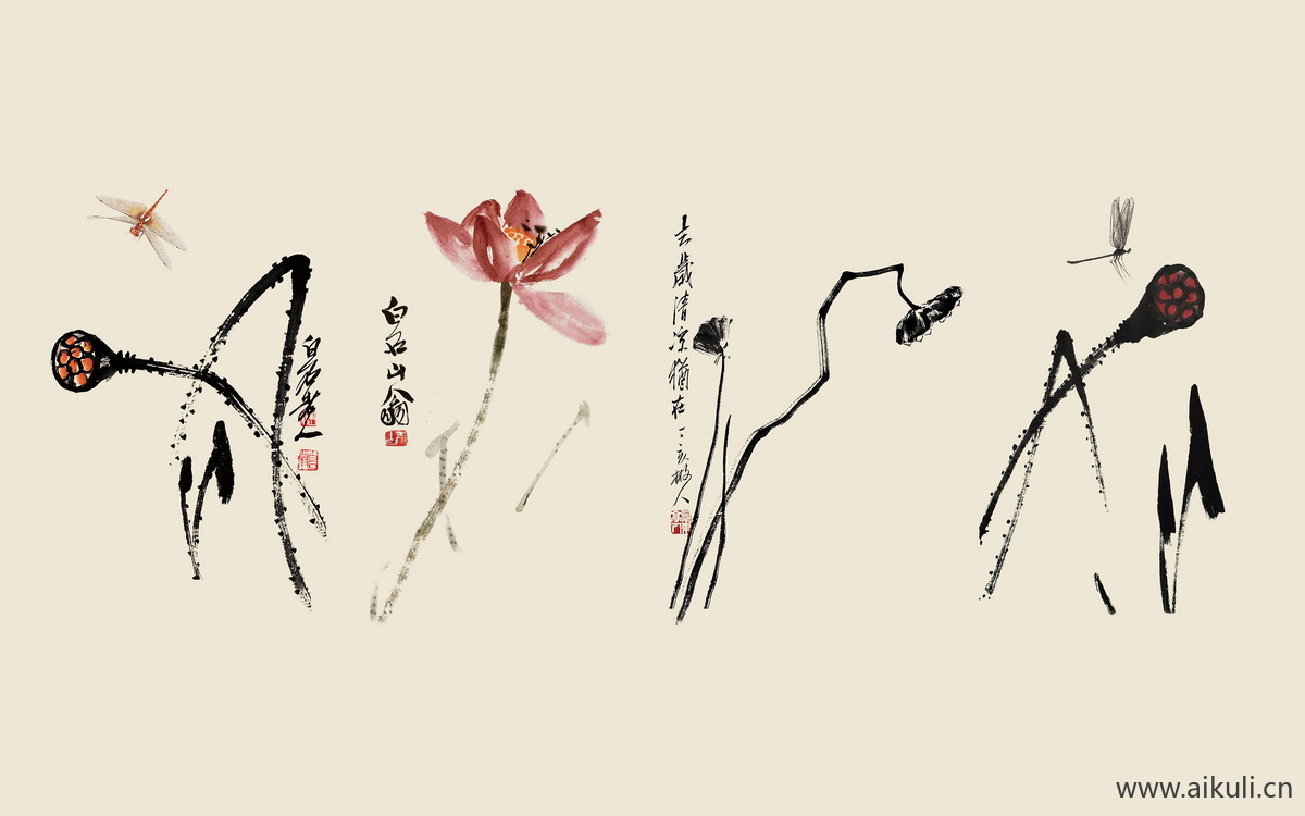 高清壁画贴图F荷花 鱼
