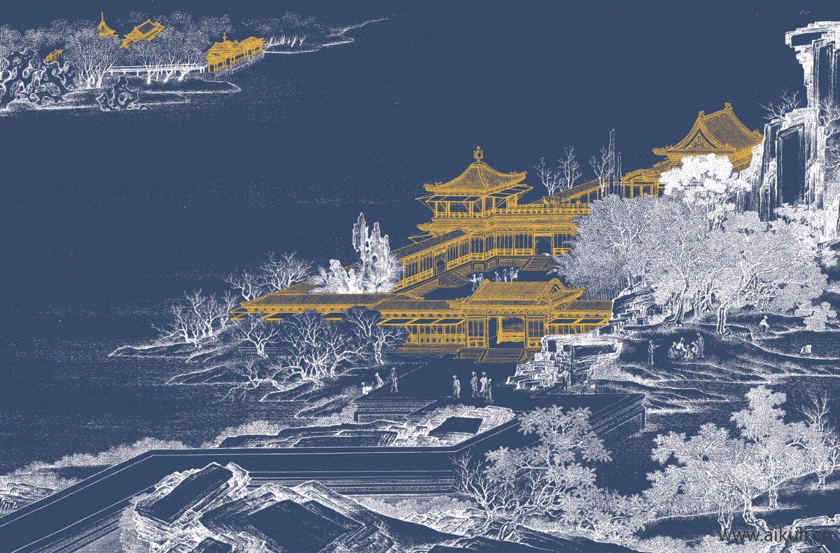 新中式背景墙装饰挂画壁纸画F贴图