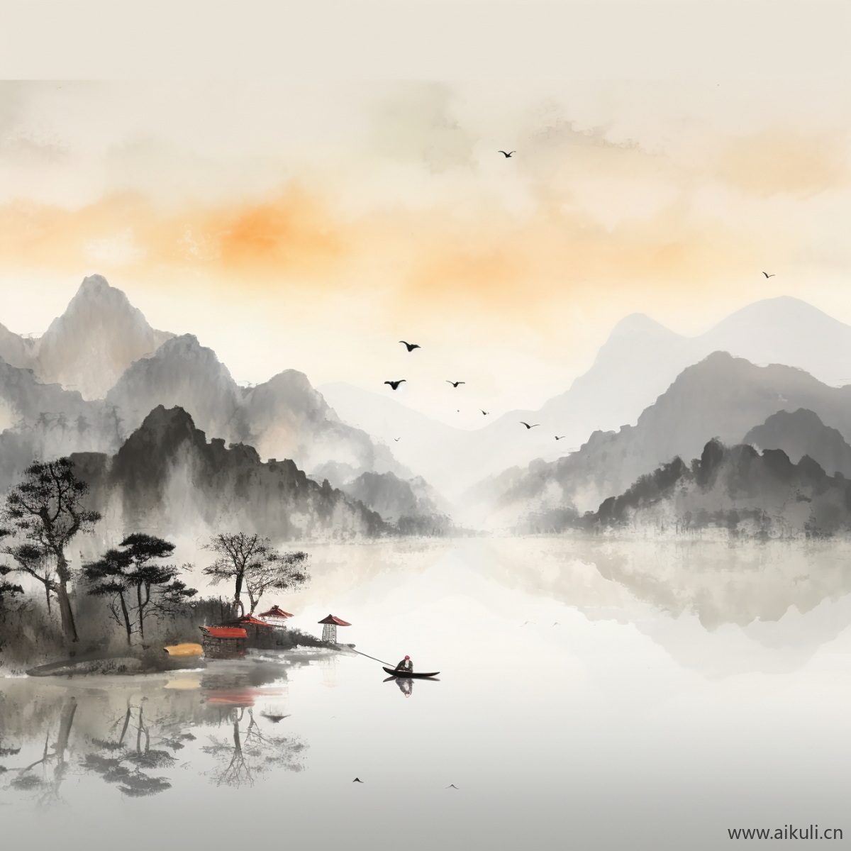 新中式山水画壁纸
