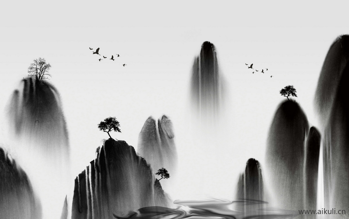新中式GJ水墨风 贴图 壁画